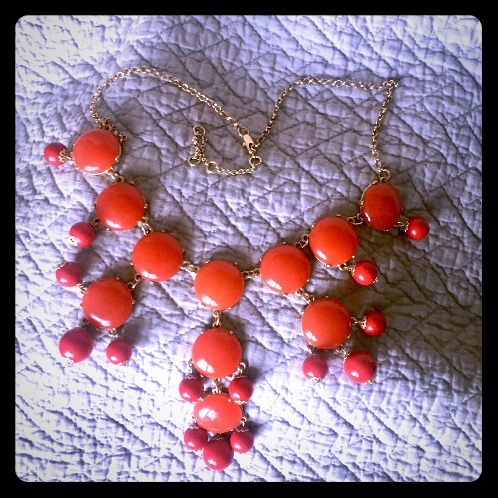 Red/Coral fashion bobble/bib necklace.
